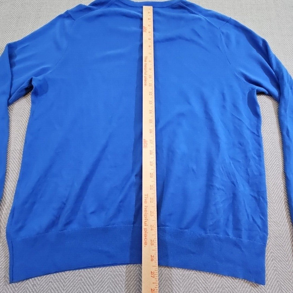 Banana Republic Men's Sweater XL Blue V Neck Knit Silk Cashmere Pullover Luxury - Picture 12 of 16